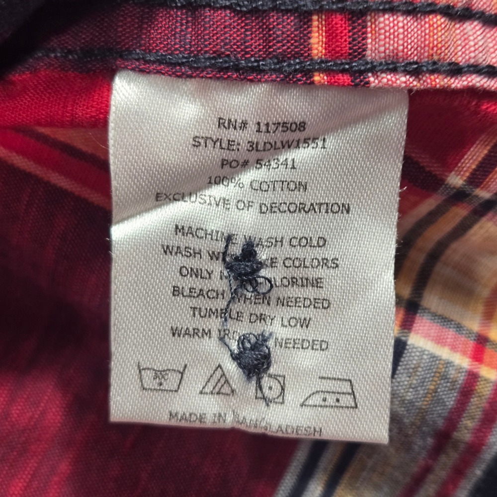 Levis Button Down Shirt Mens XXL Red Black Plaid 3LDLW1551 Excellent Long Sleeve - Picture 12 of 16